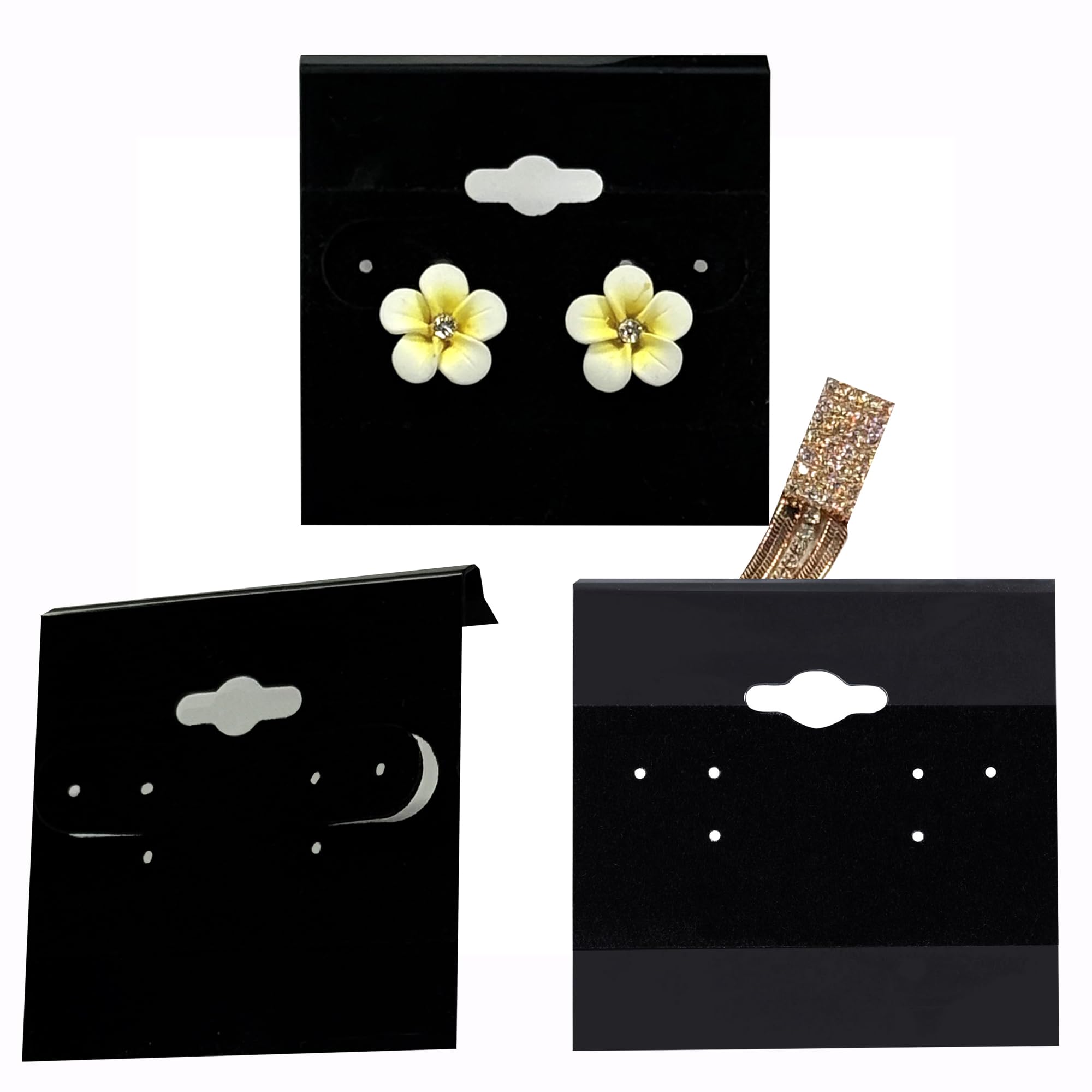 Adorox 200 Piece Black Earring Card Holders with Back Hook - Perfect for Earring Display and Organization - Image 2