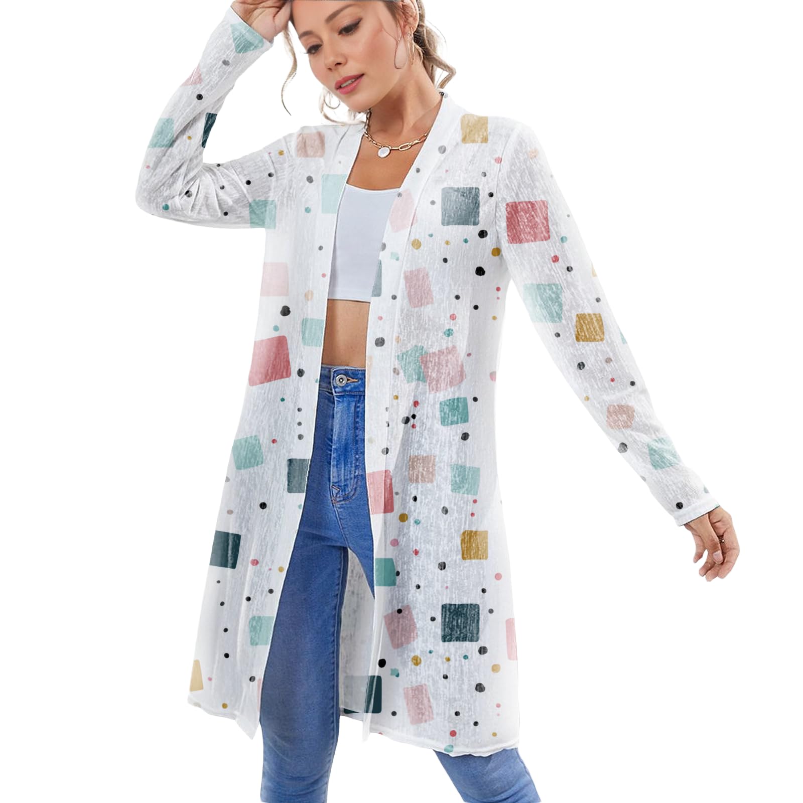 Summer Cardigan For Women Boho Trendy Lightweight Skin-Friendly Beach Cover Ups Open Front Long-Sleeved Outwear