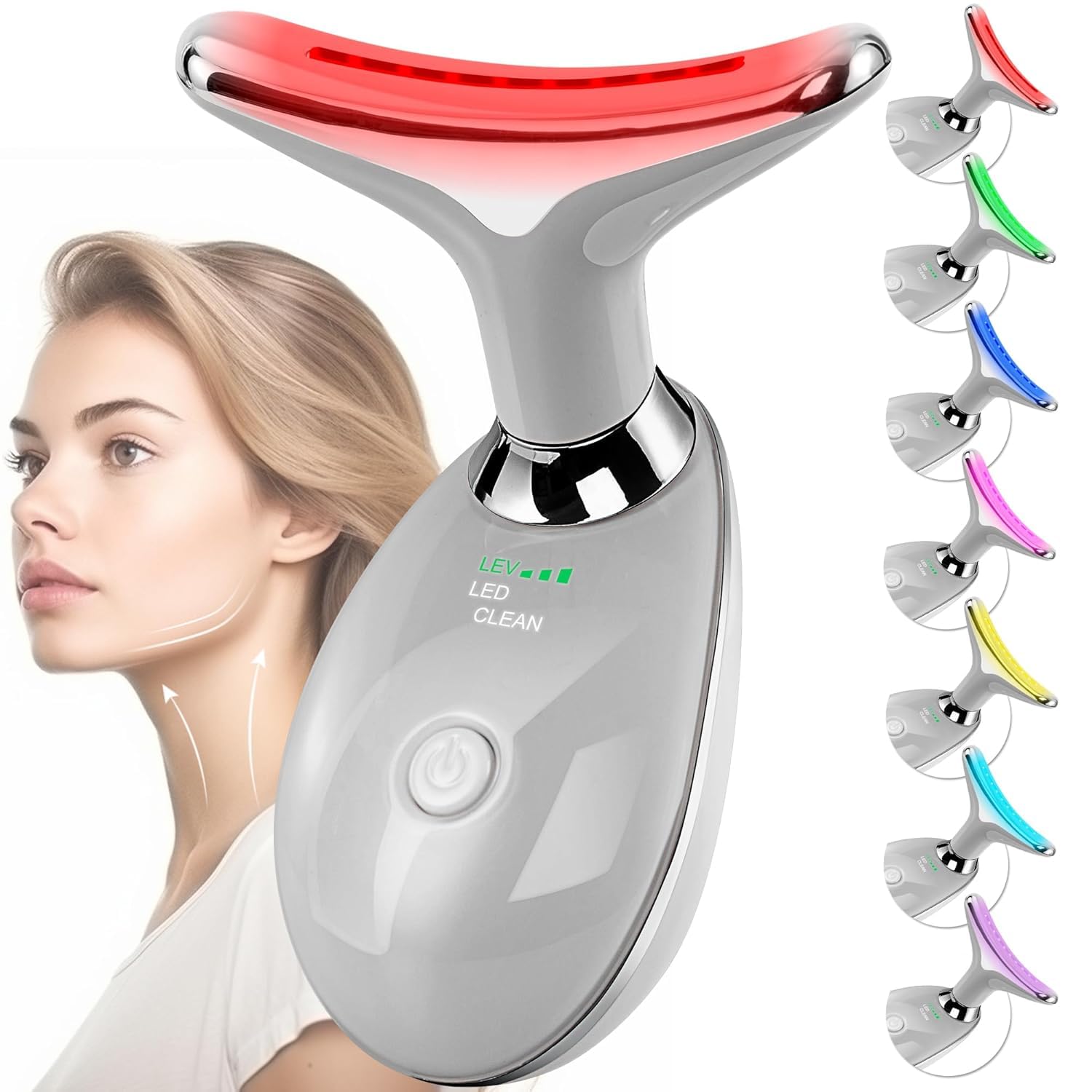 Masajeador facial antiarrugas para cara y cuello, herramienta de esculpido facial con 7 colores, dispositivo Beauenation Beauy, herramienta facial en casa para el cuidado de la piel (gris)