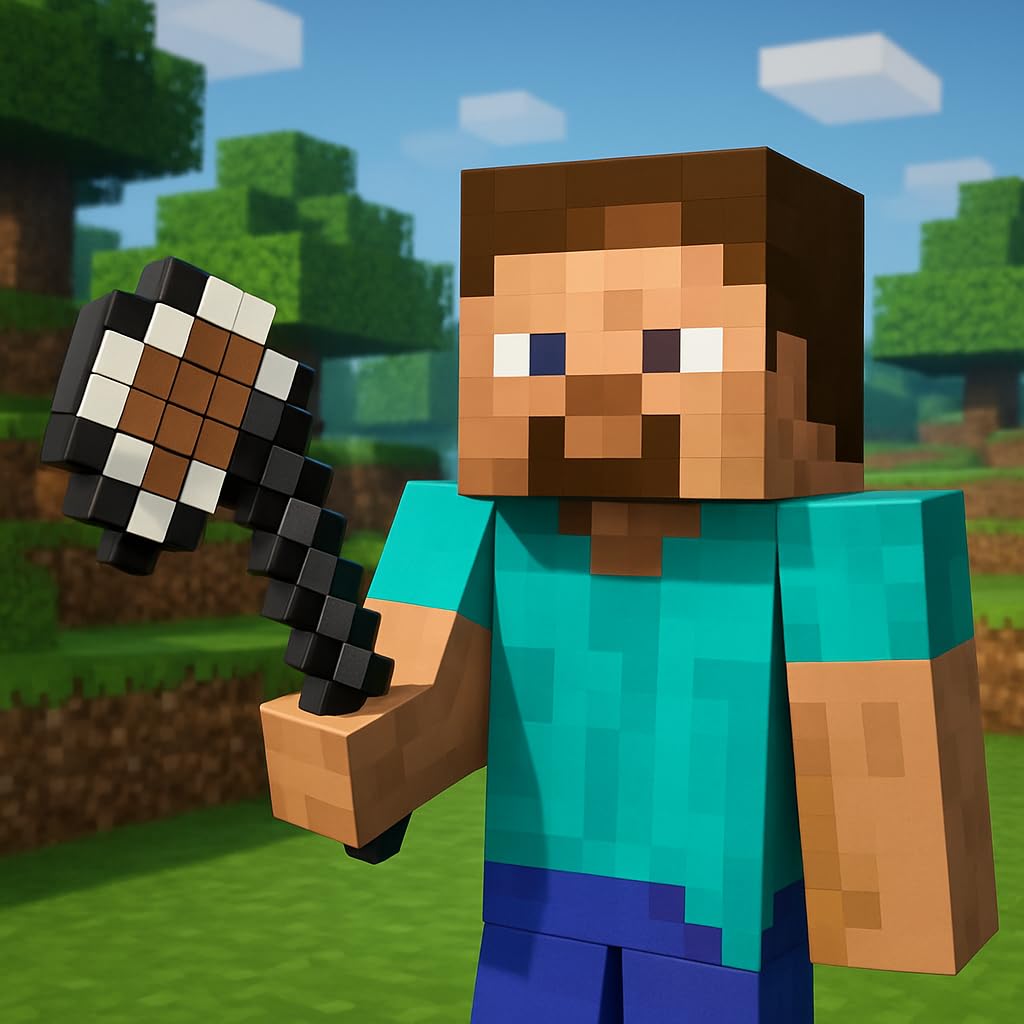 3D Printed Pixel Axe Toy | Blocky Gaming Prop | Safe Cosplay Accessory for Kids & Fans 3