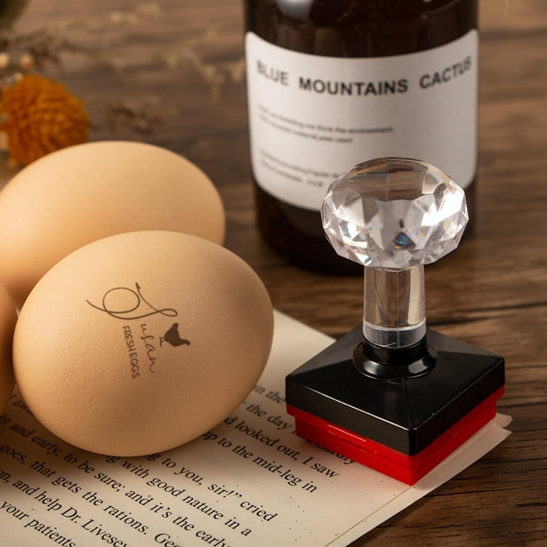 TPFOON Egg Stamp, Custom Egg Carton Stamp - 15mm, 20mm, 25mm, 30mm - Plastic Egg Stamp - Black/Blue/Red - DIY Farm Egg Stamp