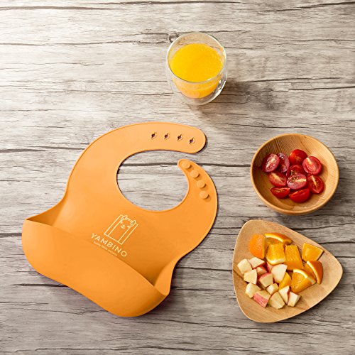 YAMBINO Babyslabbetjes met bevestigingsriem, BPA-vrij, zachte slabbetjes van siliconen met opvangbak, zonder morsen… - Image 6