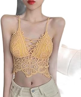 mingxinshangdian Brasier de tubo para mujer, parte superior hueca, brasier de encaje sexy, ropa interior para mujer, ropa interior femenina, lencería sexy, color amarillo, 40-65 kg
