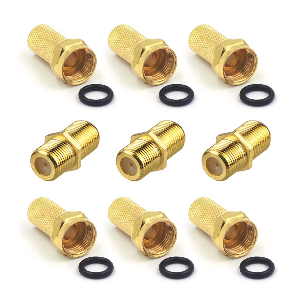 F Type RG6 Plug 6x F 7MM Connector and 3x F Extension Coupler for SKY