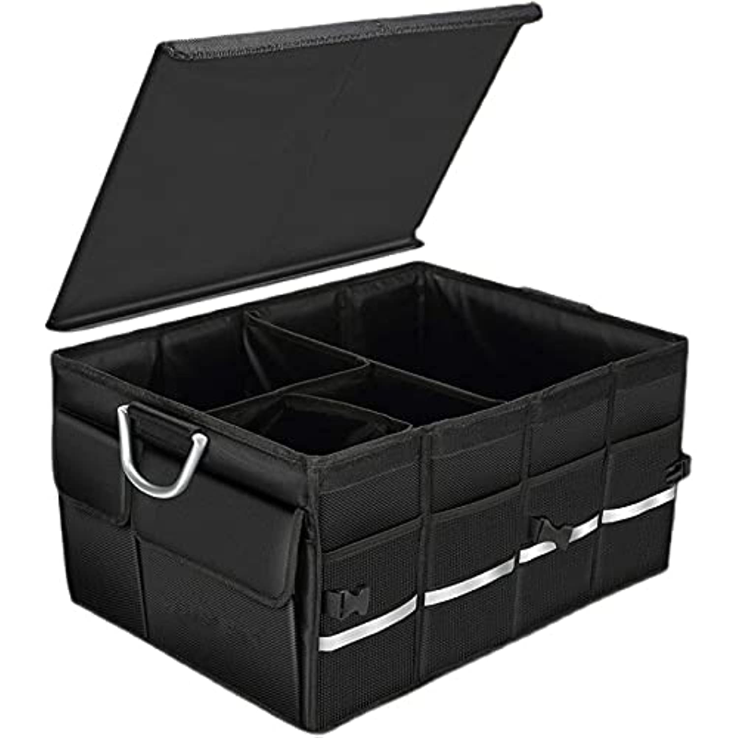 Car Storage Box Trunk Organizer With Cover Auto Durable Collapse Cargo Foldable Car Storage Bag for Auto Truck SUV Large Capacity Reflective Nonslip Waterproof