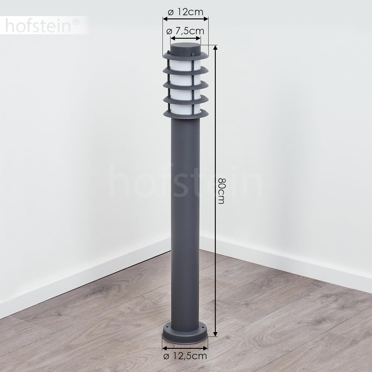 HOFSTEIN Lampa zewnętrzna Tunes, nowoczesna lampa cokołowa z metalu/tworzywa sztucznego w kolorze antracytowym/białym, lampa ścieżkowa 80 cm, lampa ogrodowa, E27, oświetlenie ogrodowe IP44, bez