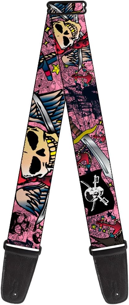 Buckle-Down Guitar Strap Dead Men Tell No Tales Pink 2 Inches Wide