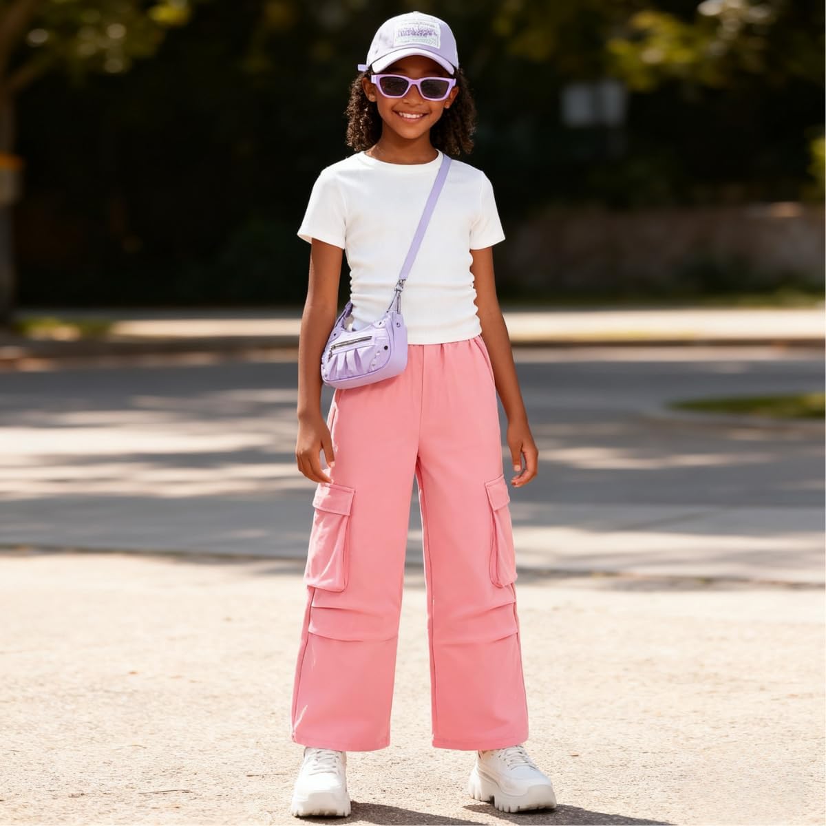 Azmxynol Tween Girls Clothes 2 Piece Outfit T-Shirt Top + Cargo Pants, Teen Girl Trendy Clothing Set, Sizes 7-15 Years