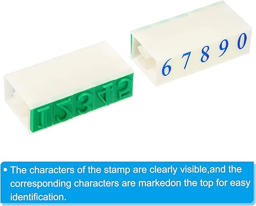 Miniatura 4 de PATIKIL Sellos de números desmontables, juego de 2 sellos de números del 0 al 9, juego de combinación de sellos de números, sello inicial, tamaño de