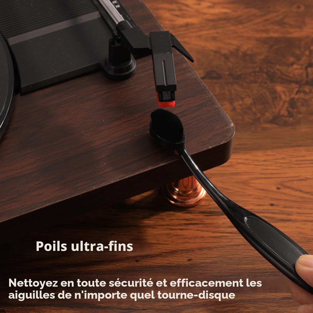 Kit de nettoyage de disques Mopiano | Nettoyant vinyle complet 4-en-1 pour albums | Comprend une brosse en velours doux pour disques vinyles, un liquide nettoyant LP, une brosse à stylet, une brosse