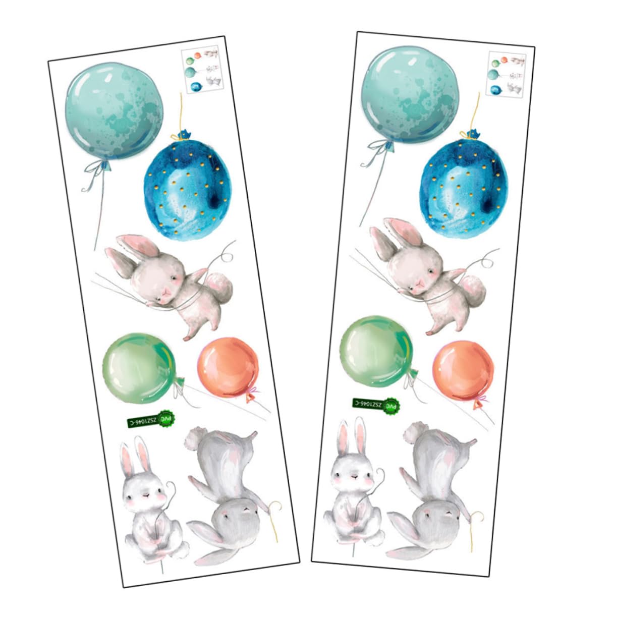 TOYANDONA 2pcs Rainbow Bunny Wall Sticker Decals Home Decor Wall Art Animal Decor