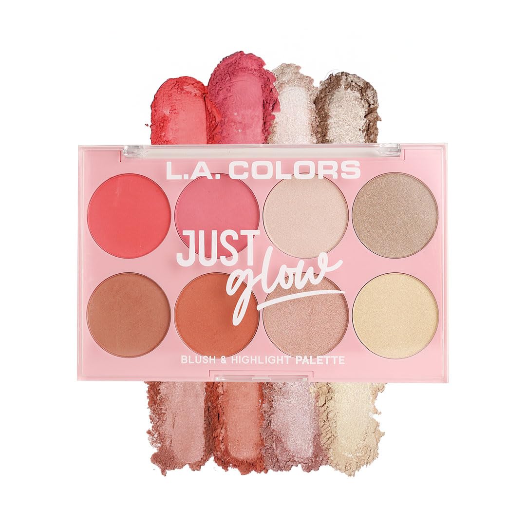 L.A. Colors Blush & Highlight Palette-Just Glow, with Compact Design, Multi-Shade Palette & Radiant Finish with Blend Able Texture & Cruelty-Free & Buildable Coverage (Pack of 1)-image-42