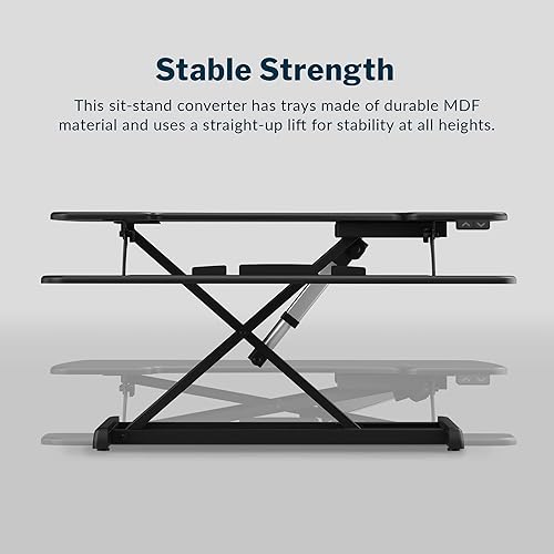 Miniatura 8 de Vari Varidesk Pro Plus 36 - Convertidor eléctrico de escritorio de pie, 11 ajustes de altura + elevación de resorte, diseño de 2 niveles, bandeja