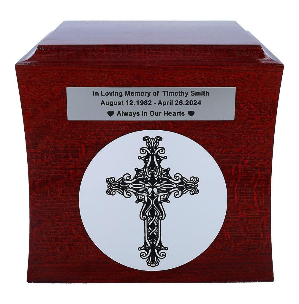 Urna kremacyjna z celtyckim krzyżem na ludzkie prochy symbol celtycki urna pamiątkowa skrzynka celtycki pogrzeb drewniana nowoczesna urna na prochy motyw urny hołd (wzór 1 / tabliczka)