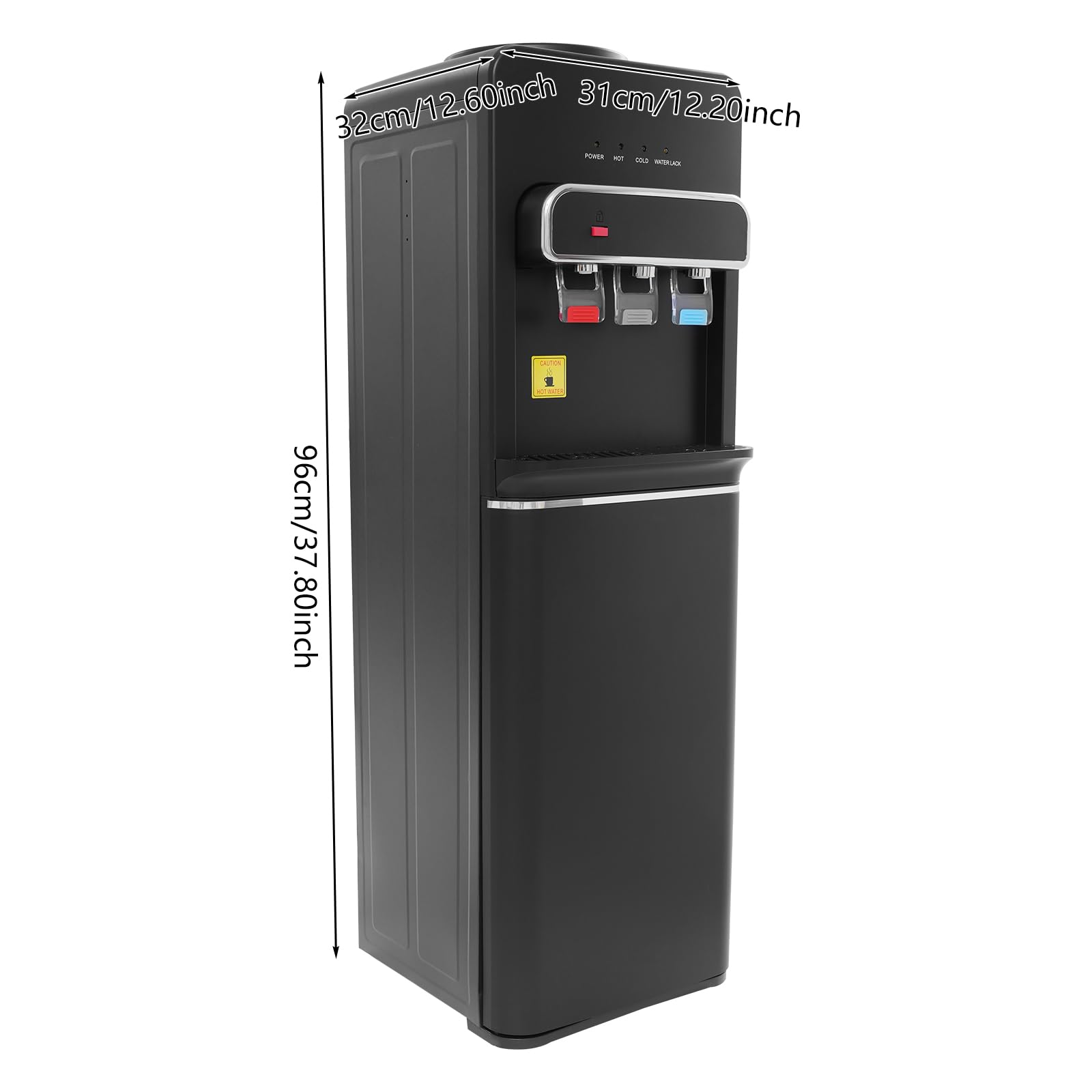 Dispensador de agua eléctrico, dispensador de agua caliente, dispensador de agua fría, dispensador de agua de pie para oficina, cocina, hogar (negro)