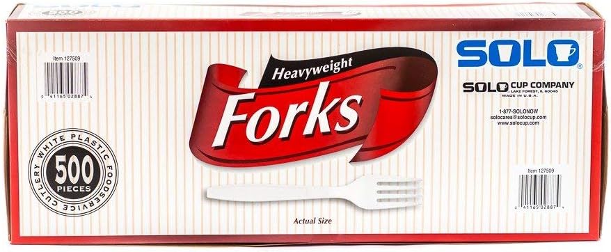 SOLO Plastic Forks, White, 500 Ct Tej