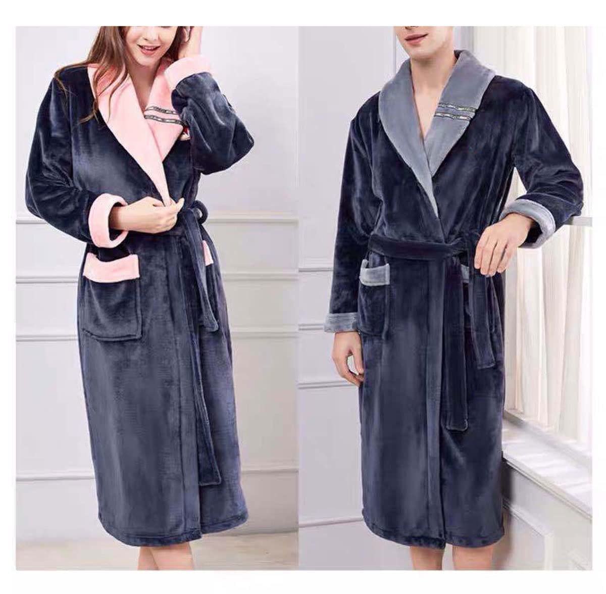 Abiti da asporto da Donna e da Uomo, Accappatoio Scialle, soffice da Bagno Leggero in Pile, Inverno Caldo Kimono Accappatoio (Color : Man 1, Size : L)