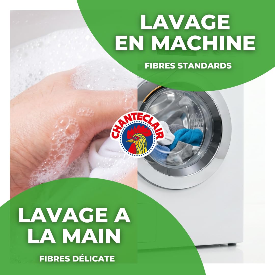 Chanteclair - Lessive Liquide Concentrées Musc Blanc, Enrichie au Dégraissant, Ultra Détachantes et Efficaces aussi à Froid, 40 lavages - 8x 1800 ml