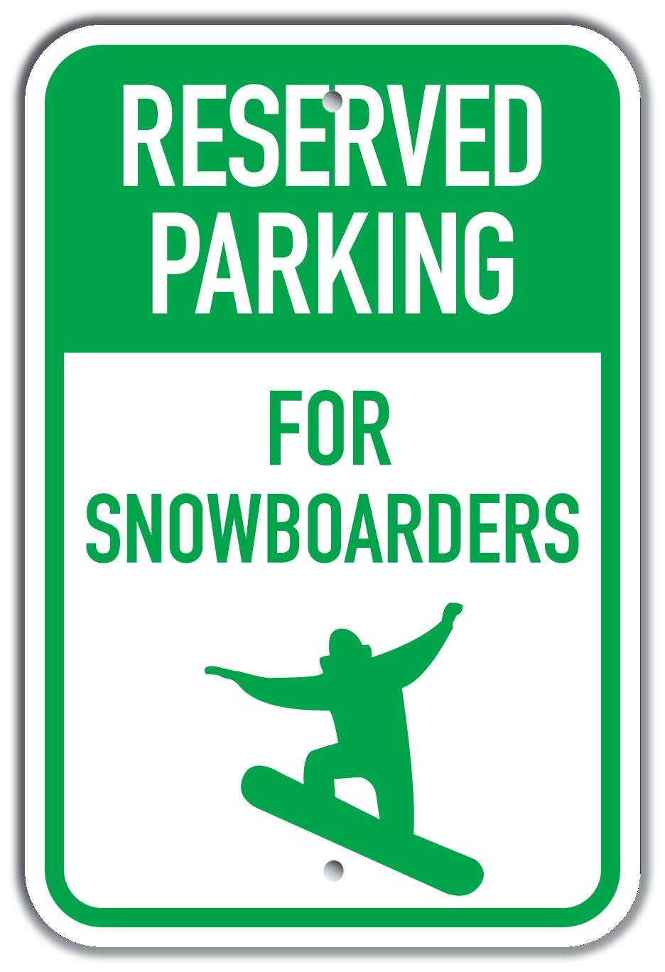 Panneau Snowboarders Reserved Parking en aluminium 30x45 cm