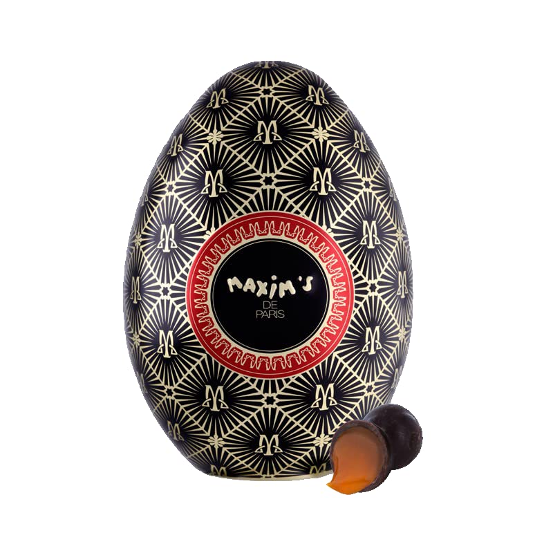 Easter Egg Tin Box Filled with Chocolate and Salted Caramel Bonbons - Maxim's De Paris (Black Egg)