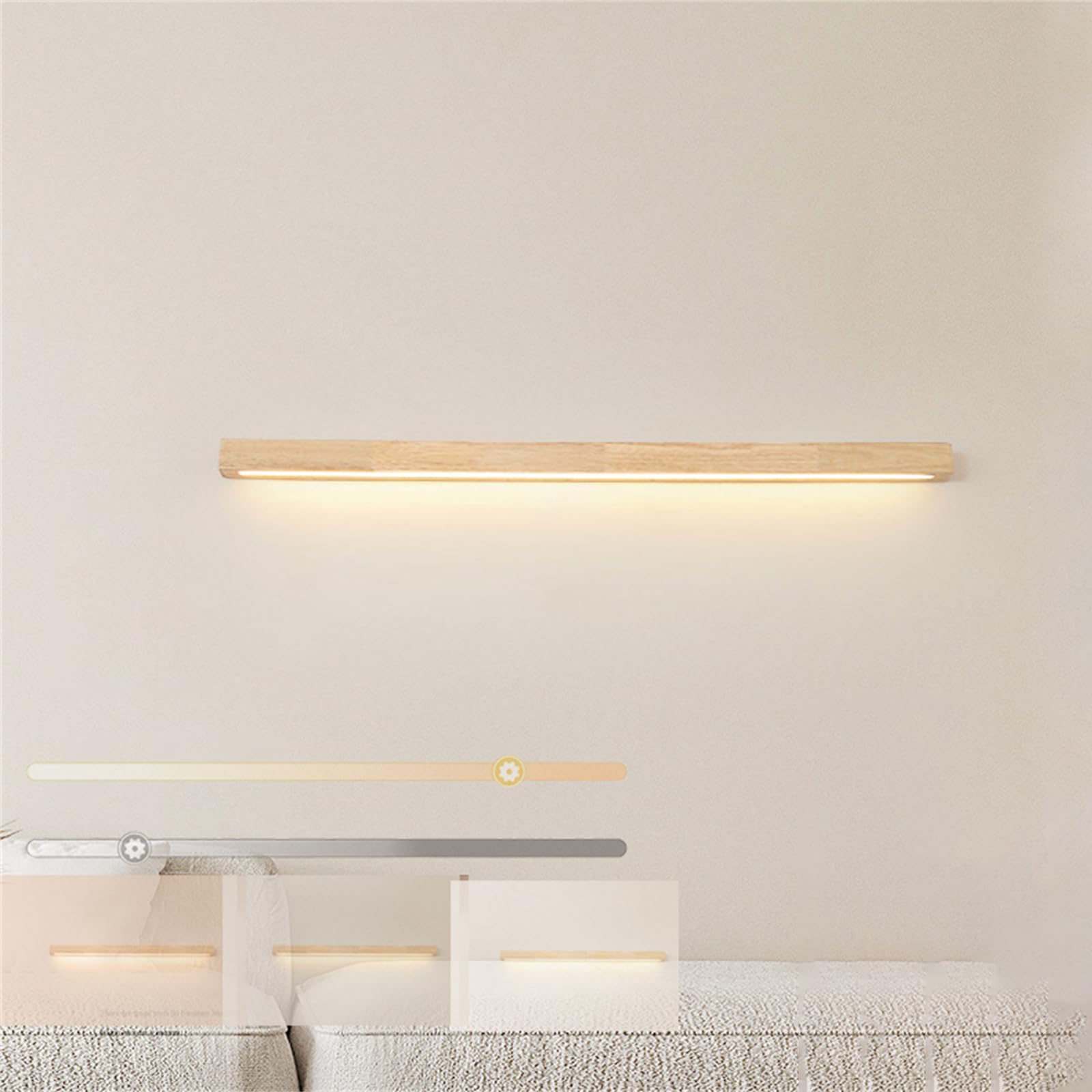 KXEcoLife Wall Sconce Dimmable LED Long Lamp Wood Lighting Fixture Indoor Wooden Interior for Living Room Hallway Stair (60CM Log)