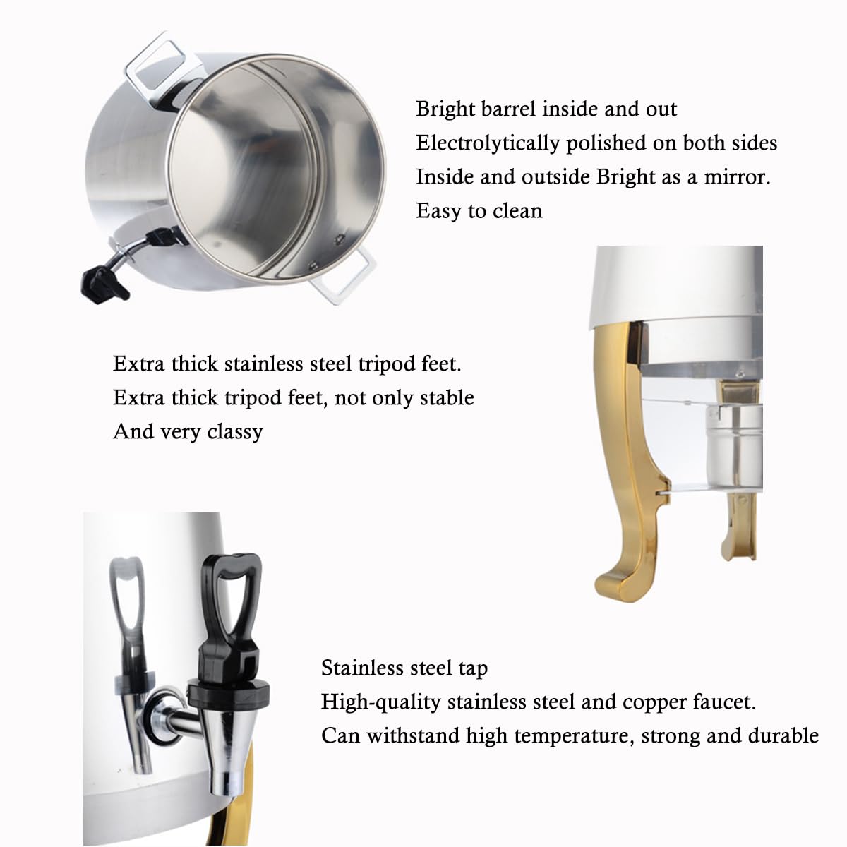 Distributore di acqua calda in acciaio inox per caffè, tè e bevande, perfetto per ufficio, feste, bar, picnic, vin brulè e succhi di frutta