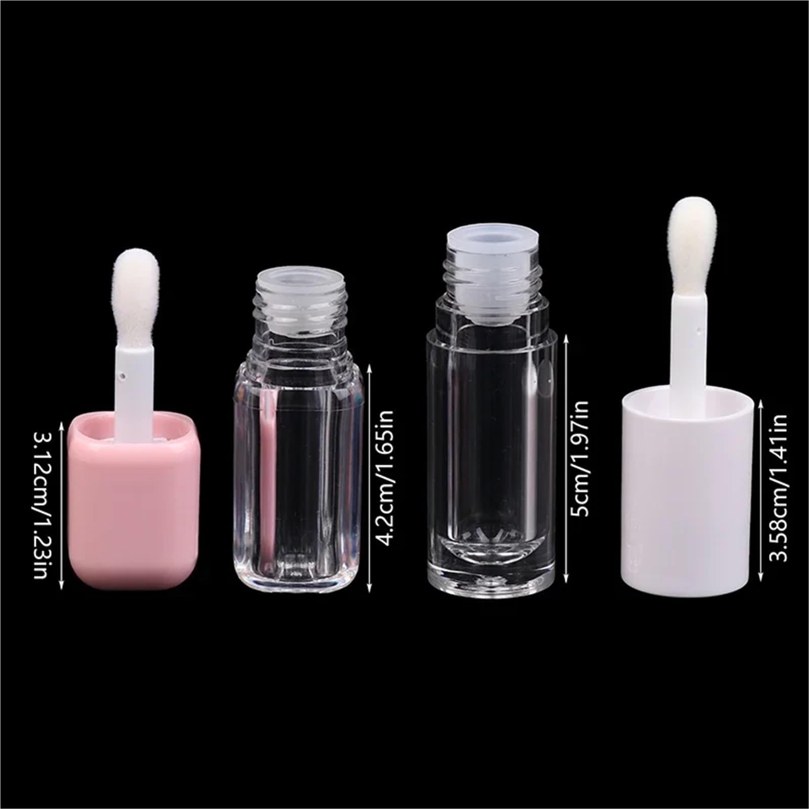 Lippenstift-Tube, 15 Stück, 6 ml, Probe-Kosmetikbehälter, transparenter Lipgloss-Röhrchen, Pinsel, Kunststoff-Balsam (rosafarbene runde Abdeckung)