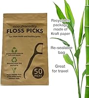 Vista 5 de Sofi's Cute Corner Cepillos de dientes de bambú, cerdas de carbón suave, 4 piezas. Púico de hilo dental ecológico, hilo dental de 50