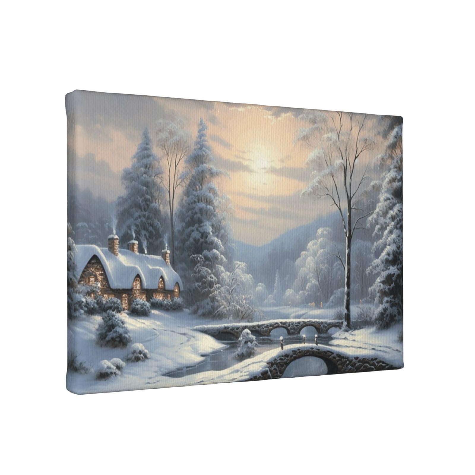 Canvas Wall Art for Living Room 8 x 12 inches Modern Artwork Painting Pictures Hanging Canvas Prints Winter Snow Scene Aesthetic Wall Art for Bedroom Bathroom Office Wall Art Print Decor