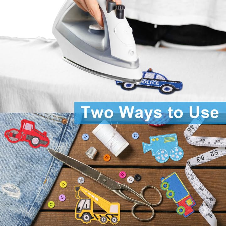 16 Toppe Termoadesive Bambini - Kit Veicoli Costruzione Per Vestiti, Magliette, Jeans - Decorazioni Personalizzate - Foto 4