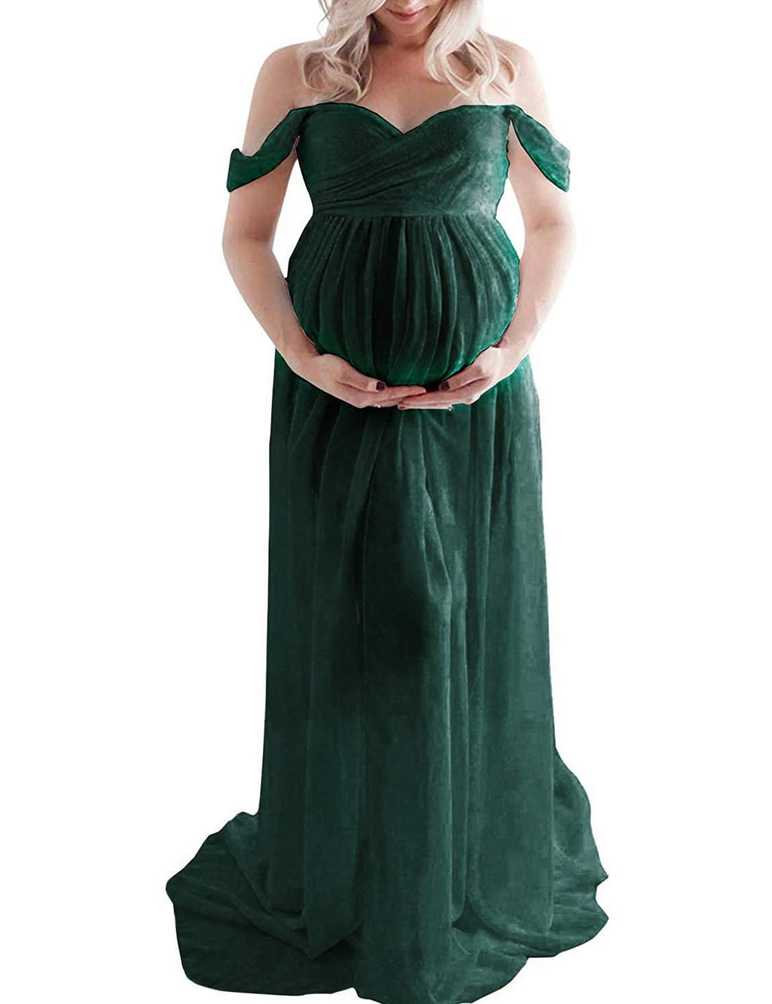 FEOYA-Trailing Long Dresses Maternity Photography Puntelli Abiti per Foto Shoot Summer Tube Traspirante Top Split Anteriore Gravidanza Ladies Senza Spalline Maxi Dress