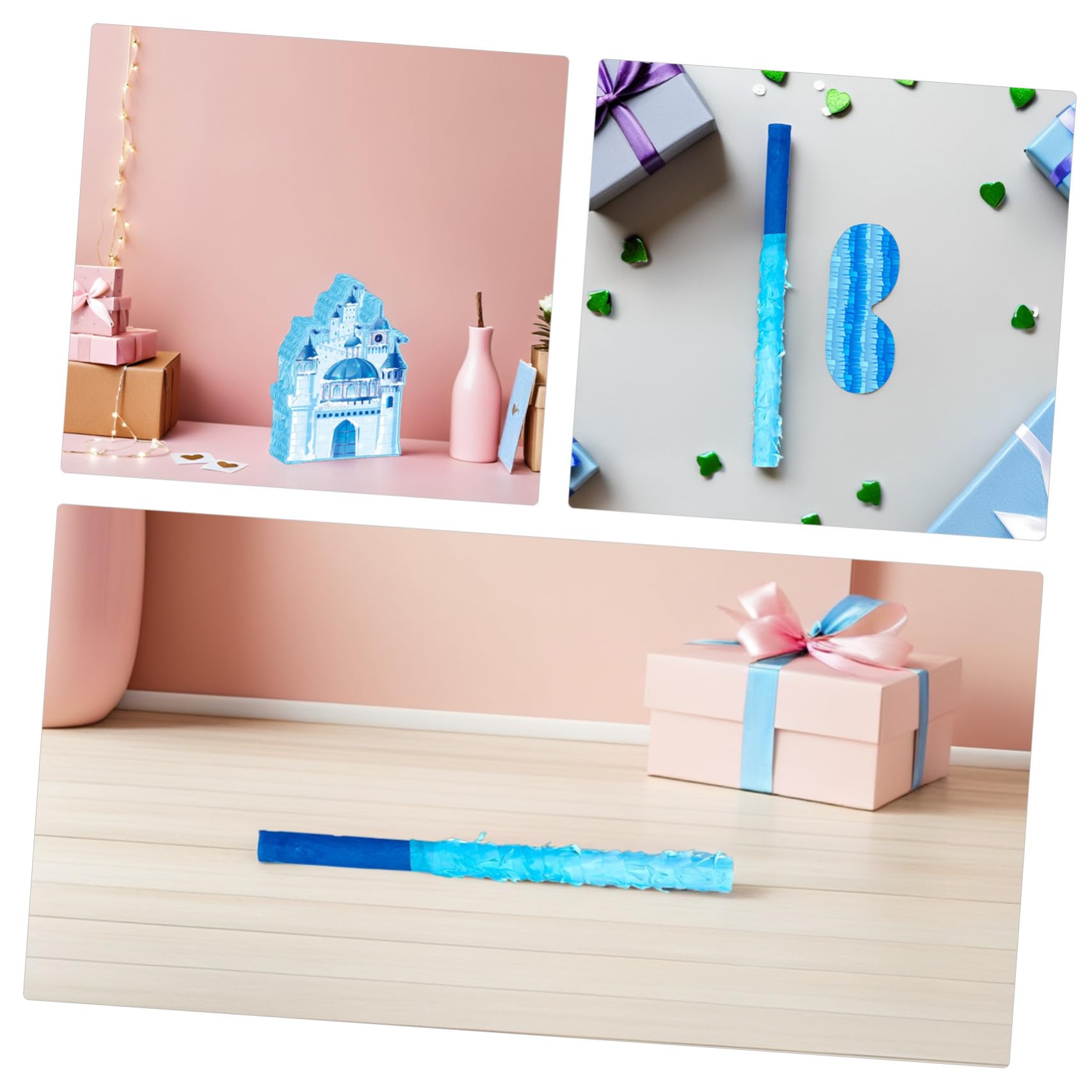 ibasenice Geburtstagsartikel für Mädchen Schloss Piñata aus Papier mit Stab und Augenmaske als Vielseitiger Süßigkeitenhalter für Prinzessinnen Party mit Traumhaftem Schlossdesign