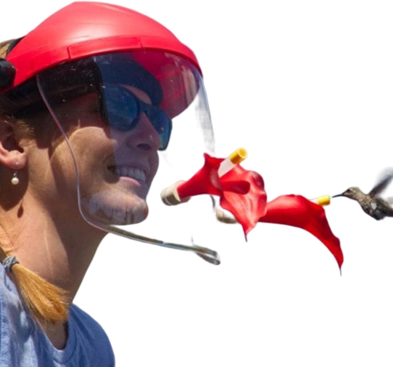 Hummingbird Feeder Hat, Wearable Hummingbird Feeder Hat with 2/3 Flowers, Hummingbird Face Cover