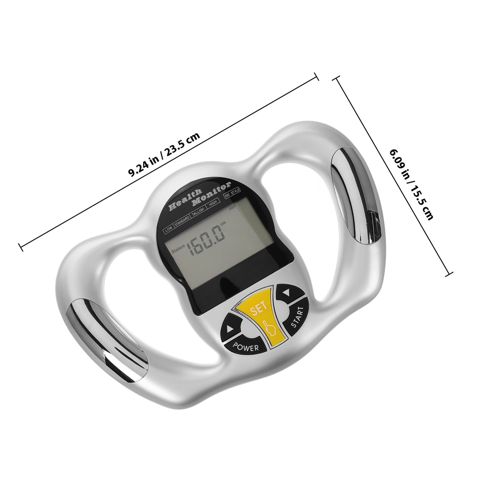 Tragbares Körperfettmessgerät aus Abs mit Bmi Messung | Silber, Digitale Anzeige, Portable Nutzung für Unterwegs, Genaue Werte für Gesundheitsbewusste Anwender