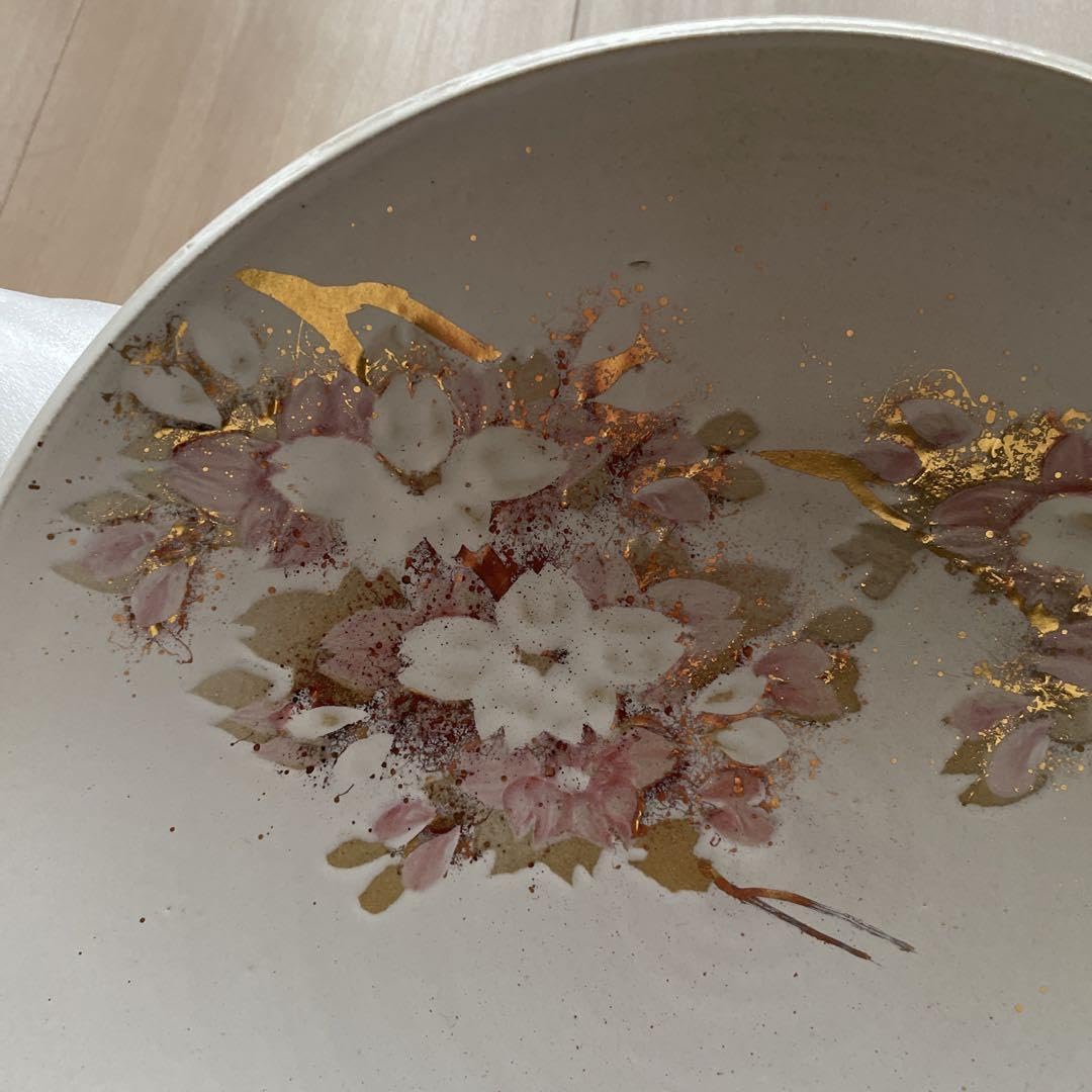 Amazon.co.jp: 陶芸作家 立山周平デザイン 手描き桜柄大皿 和柄