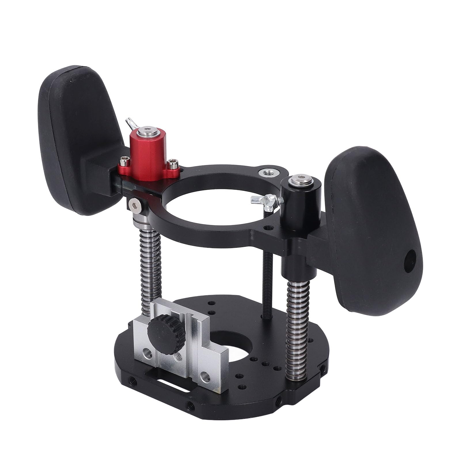 Ejoyous Router Lift System, Router Lift Base regulowany skok stołu frezarskiego ze stopu aluminium uchwyt do frezarki do obróbki drewna, zakres zacisku 63,5-65 mm