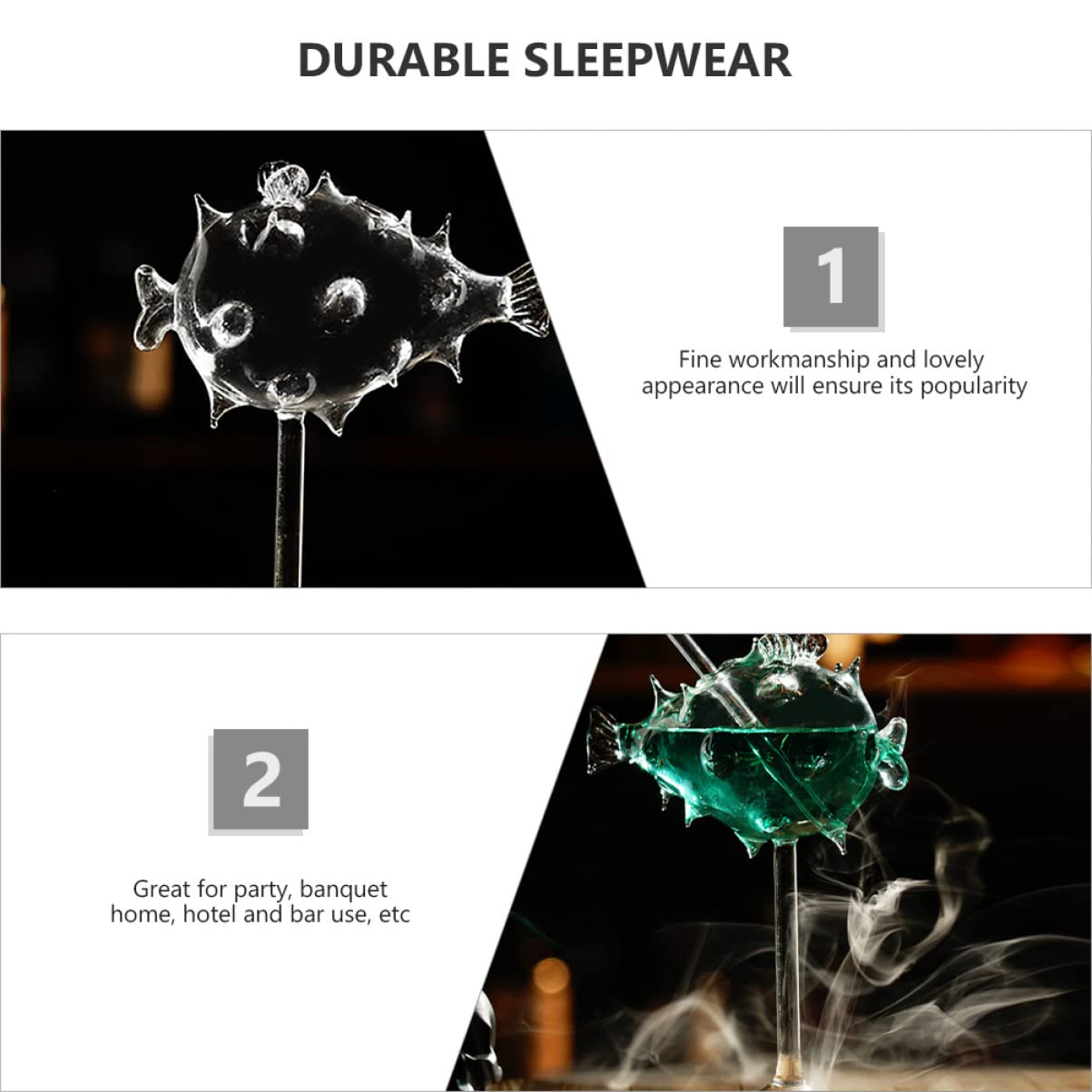 BESTonZON 2stücke Kreatives Cocktailglas Im Globefisch-Design Transparentes Glas Für Wein Saft Und Cocktails Für Partys Bankette Zuhause Hotels Und Bars Praktisches Trinkgefäß Für