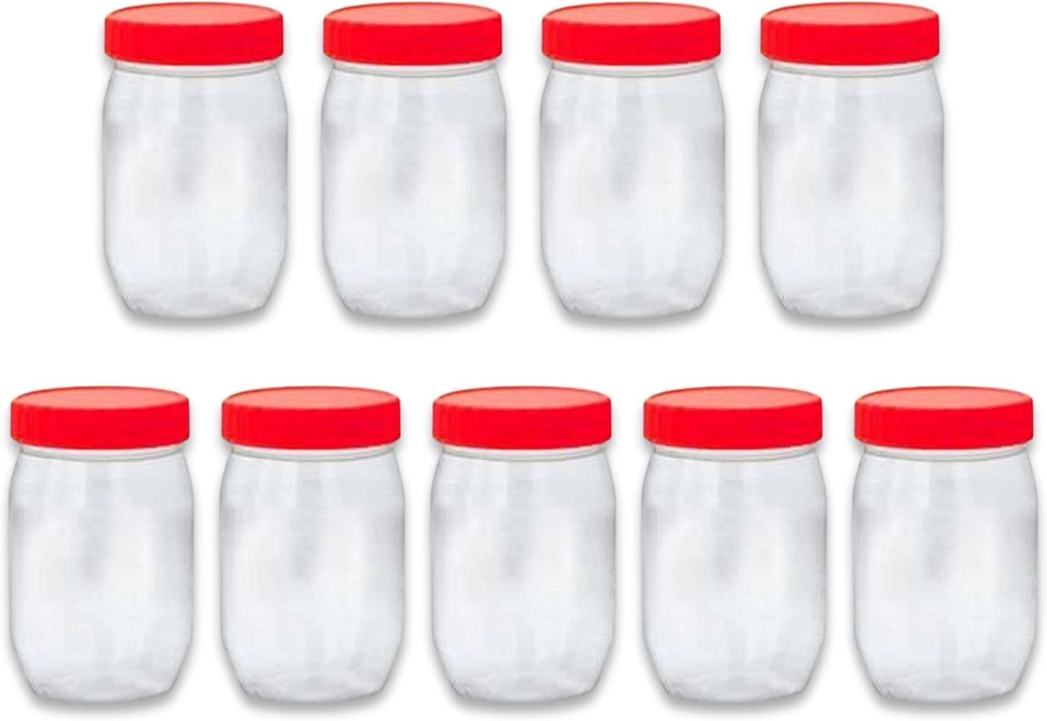 KANSY Plastic Storage Containers Round Clear Spice Jars With Screw Top Lids, Airtight Bpa Free Plastic Mason Jars For Kitchen Pantry, Jam Jars For Crafts And Hardware (9x 300ml)