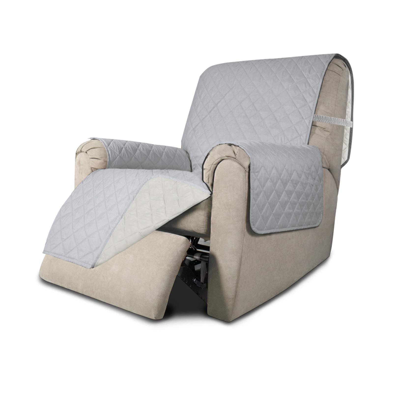 Easy-Going Reversible Couch Cover, Recliner 19 in, Light Gray/Ivory