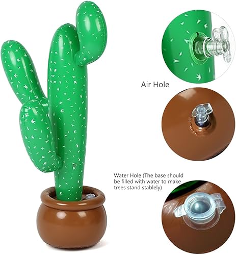 Miniatura 3 de Coopay Paquete de 2 telón de fondo inflable de cactus para fiesta hawaiana Luau para decoración de cactus temática de verano