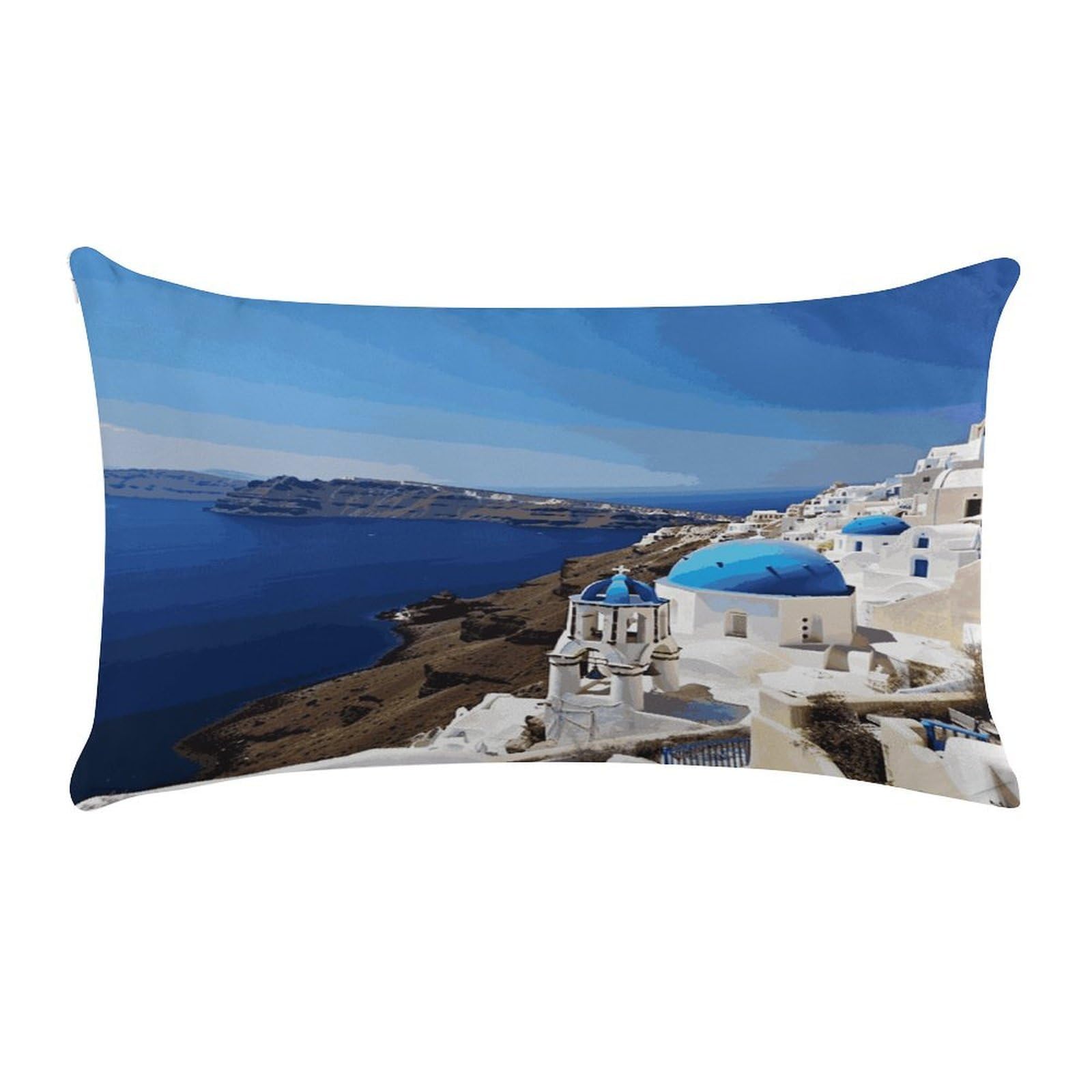 Wsoihfec Style Santorini Greek Island Sea Viewcushion Case Throw Pillow Cover