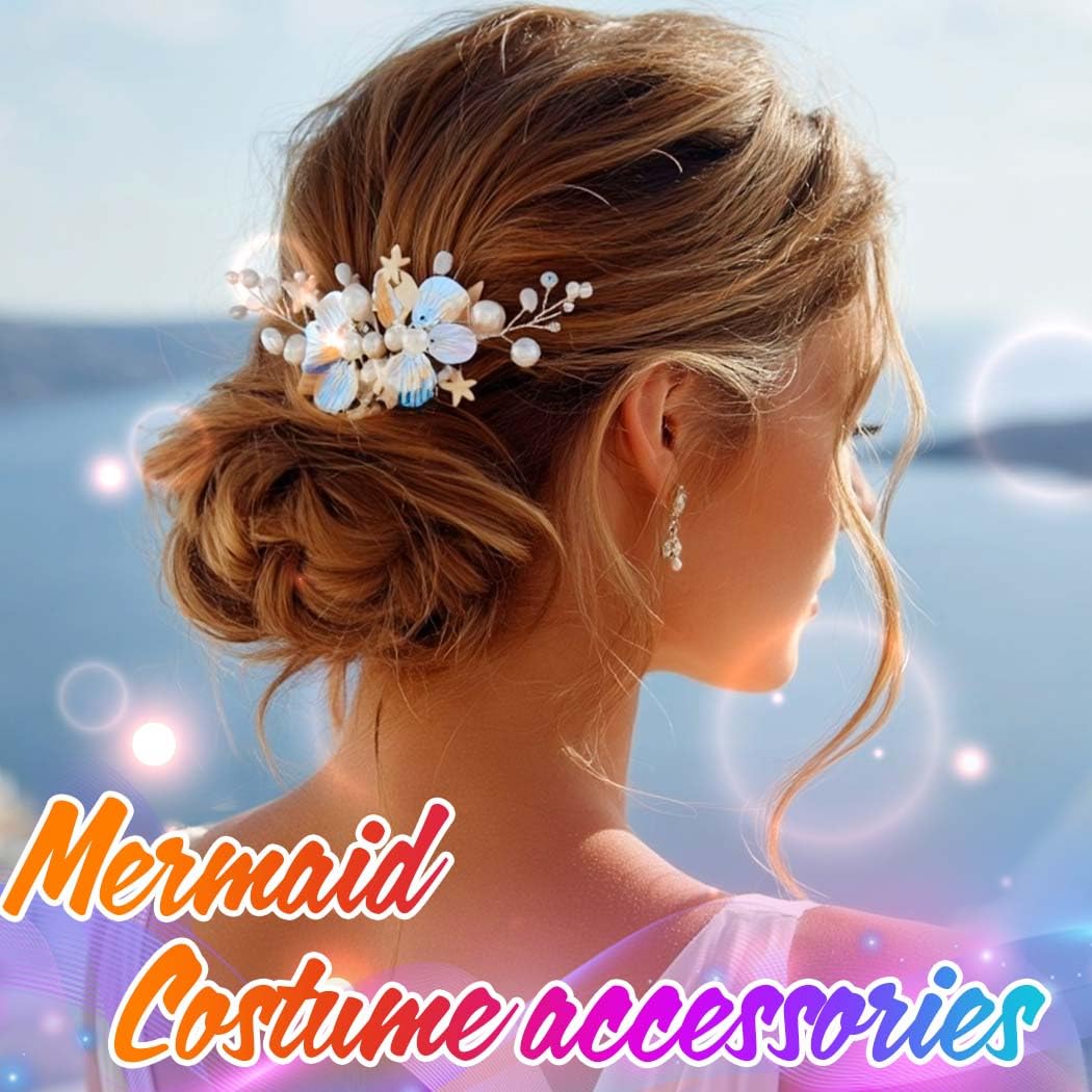 GORAIS Shell Wedding Hair Comb Pearl Bridal Hair Piece Starfish Mermaid Beach Hair Accessories for Brides and Women - Image 5