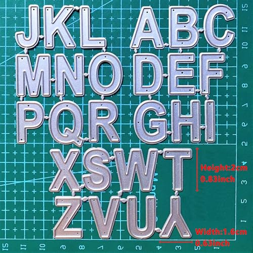 ZbFwmx Metal Cutting Dies 26 Capital Alphabet Dies Letters for Card Making Stencil Embossing Tool Scrapbooking DIY Etched Craft Dies
