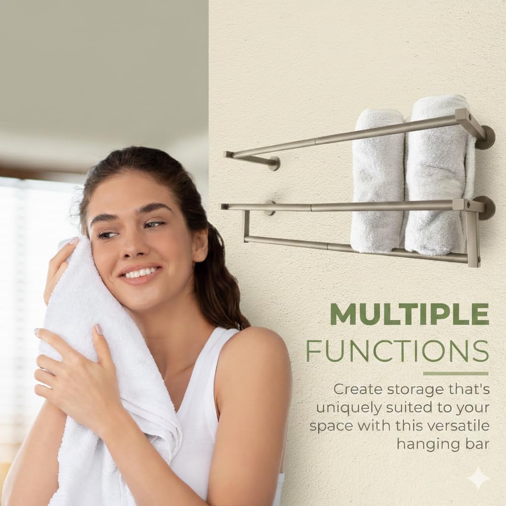 Nickel Towel Racks for Bathroom | 4 in 1 Multifuntional, Horizontal & Vertical Bathroom Towel Holder & Double Bathroom Towel bar & Toilet Paper Holder | Towel Storage for Bathroom Rustproof