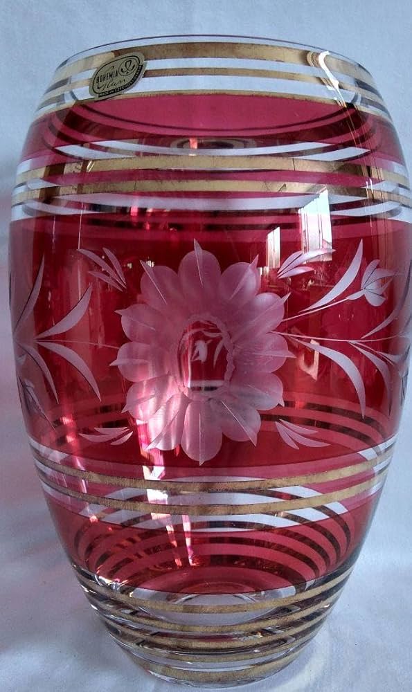 ボヘミアンガラス　切子　ガラス　美品　クリスタルガラス　花瓶　フラワーベース ボヘミアンガラス 切子 ガラス 美品 クリスタルガラス 花瓶