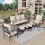 MIXPATIO Patio Furniture Set 5 pcs, Outdoor Patio Furniture, 3-Seat Sofa, 2 Single Chairs, 2 Ottomans and 5.75" Extra Thick Cushion, Patio Conversation Set for Garden Backyard Deck,Beige