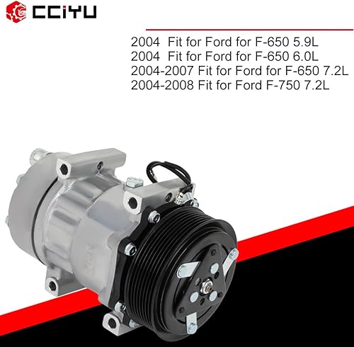 Miniatura 6 de cciyu Compresor de CA para 2004 apto para Ford para F-650 5.9L 2004 apto para Ford para F-650 6.0L reemplaza CO 4666C AC compresor para automóvil