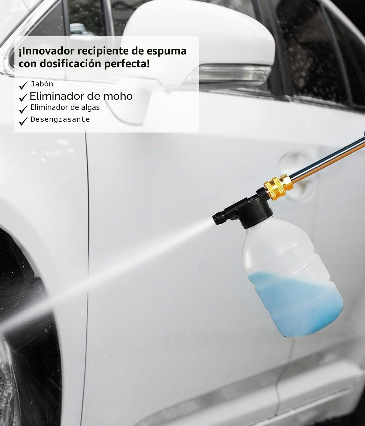 Genius Limpiador a presión inalámbrico Pressure Cleaner 12 Piezas, Pistola Profesional de Lavado a presión para Coche, con batería y Manguera de Agua de 5 m, Limpiador a presión portátil para terraza