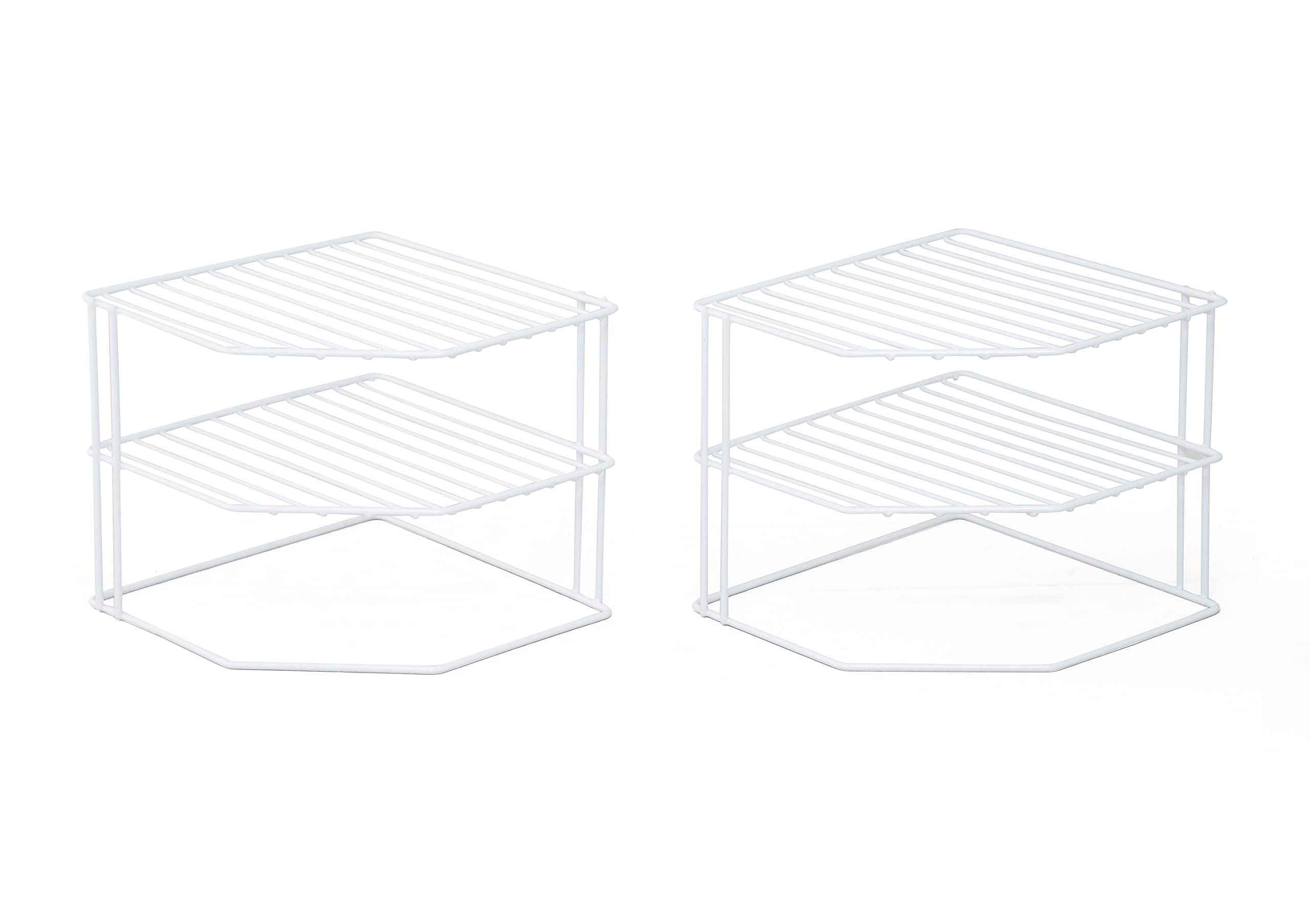 simplywire – Portapiatti a 3 Ripiani – Confezione da 2 Organizer per armadietti da Cucina – Acciaio Rivestito in Plastica Bianca