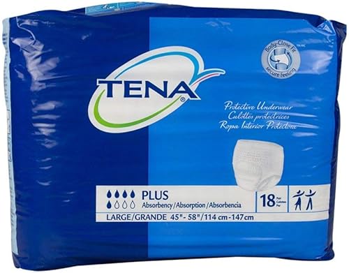 TENA - Ropa interior protectora, talla grande de absorción para cintura cadera de 45 a 58 pulgadas, paquete de 18